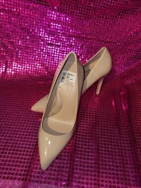 BCBGeneration Nude Patent Pointed-Toe Stiletto Pumps